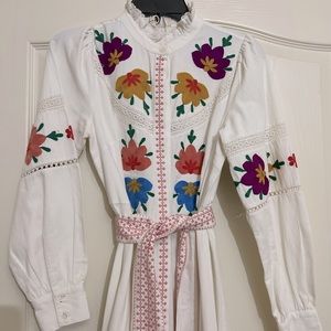 Sezane Embroidered Floral Dress